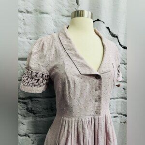 ANTHROPOLOGIE MAEVE TINY WINDOWS GLEE DRESS SWISS DOT RETRO PASTEL PINUP